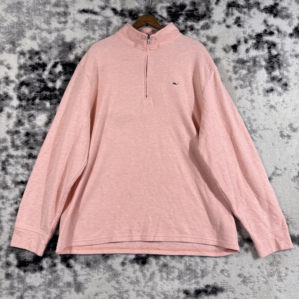 Vineyard Vines Pullover Mens Extra‎ Large Pink 1/4 Zip Preppy Golf Long Sleeve